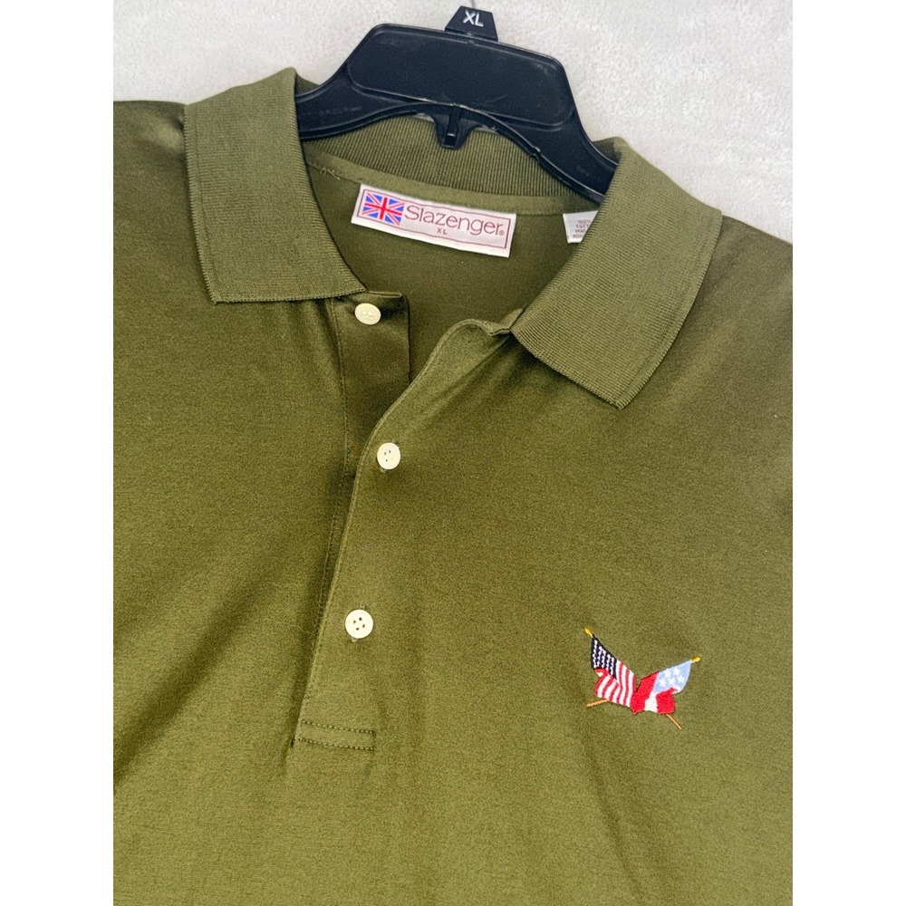 Slazenger Mens XL Polo‎ Shirt Olive Green Cotton Secession Golf Club Embroidered
